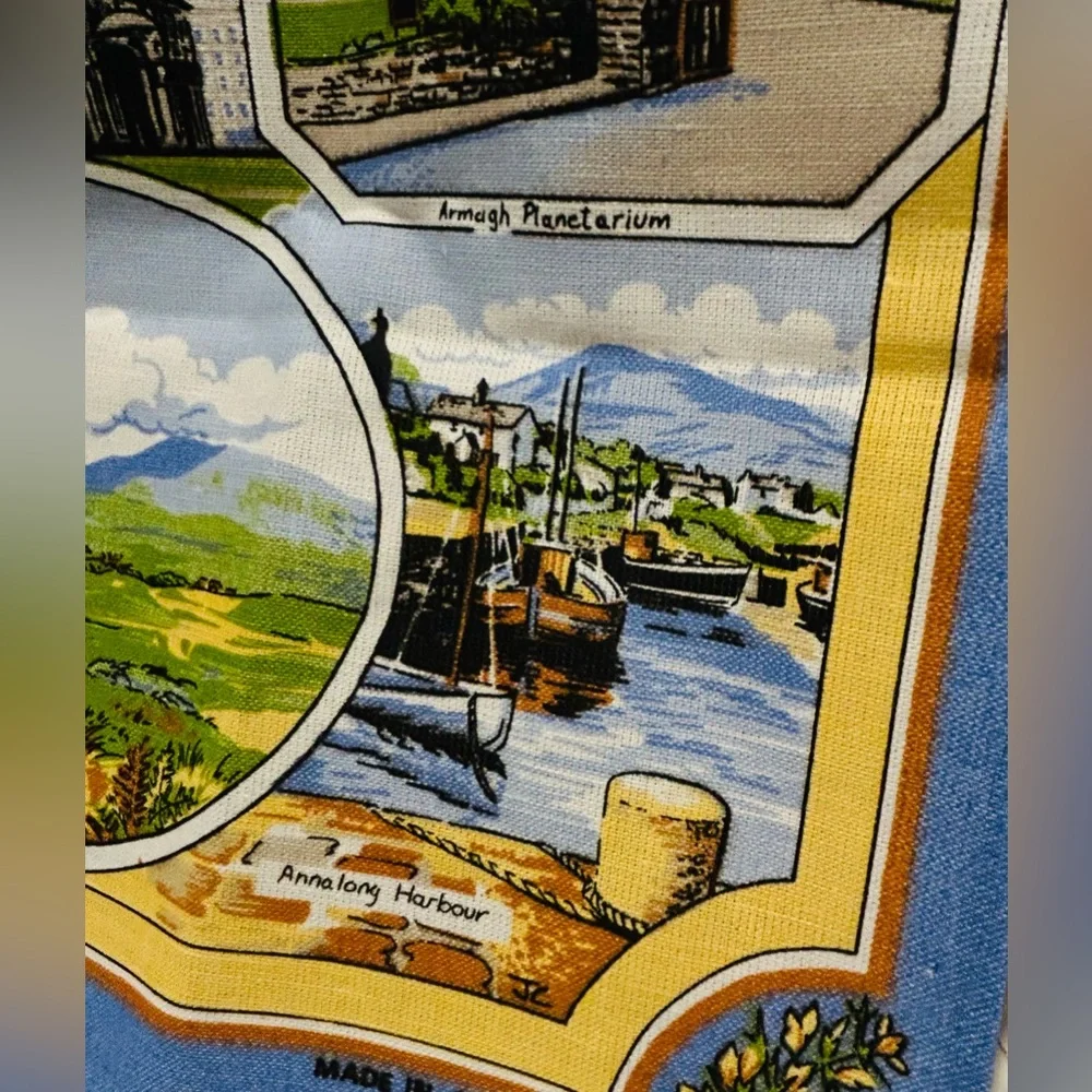 Northern Ireland Souvenir Tea Towel Wall Hanging Vintage Linen Cotton